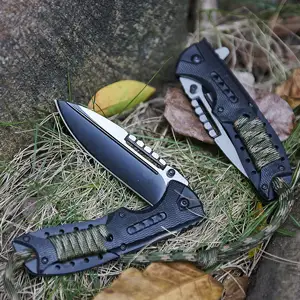 Tactical Paracord Handle Folding Knife Pocket Knife With Liner Lock And Clip For Camping EDC Hiking Hunting Fishing