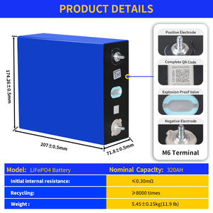 Sistem Tenaga Surya Off-Grid EU US Stock LiFePO4 340Ah 314Ah 3.2V Grade A 8000 Siklus Baterai Lithium Iron Phosphate Sel Baterai Surya - Product Image 2