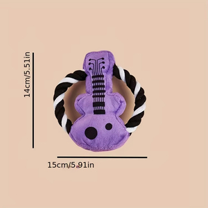 Juguete de Peluche con Forma de Guitarra para Perros, con Sonido, con Asa, Interactivo, 14x15cm, Marca Kinghon, Juguete de Peluche de Algodón y Cuerda para Masticar - Product Image 4