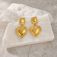 Boucles d'oreilles délicates en forme de cœur LOVE HEART MIXED 2026, Dazan NEW Winter INS 2025, plaquées or 18 carats, acier inoxydable hypoallergénique, bijoux pour femmes