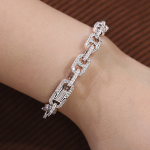 Cadena de eslabones tipo caja con diamantes de moissanita VVS, chapada en oro sobre plata de ley 925, con certificado GRA, pasa la prueba del detector de diamantes, unisex. - Product Image 6