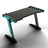 Escritorio Gamer Metálico Wquantum Moderno con LED RGB y Altura Ajustable para Oficina, Escritorio Rojo para PC de Hogar