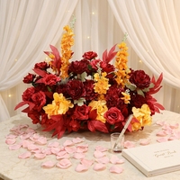 Couronne de fleurs artificielles en soie, faite à la main, moderne, grande taille, support de bougie, 75 cm de largeur/hauteur, pour table florale de mariage