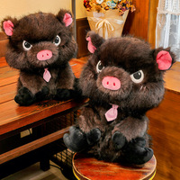 Peluche cochon sauvage mignonne, jouet en peluche doux et duveteux, poupée animal en peluche, museau rose, polyester, 31-50cm, pour la vente en gros, les magasins de cadeaux, les importateurs