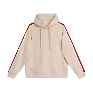 Hooded Sweatshirt Cotton Polyester Blend Long Sleeve With Side Stripes For Leisure Wear - Product Image 3