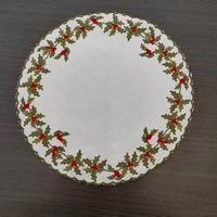 Bestickte Weihnachts-Rundtischsets 12 Zoll Winter-Rundtischmatten für Geburtstag Hochzeit Tischdekoration - Rot Grün Umrandet Grün
