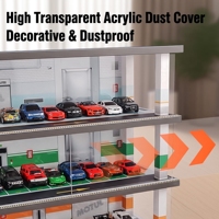 Vitrines d'exposition pour modèles réduits en plastique faites à la main, personnalisables, avec scène de parking et ascenseur LED à l'échelle 1:64