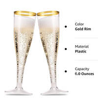 Trendz jetable 6oz fête Cocktail tasses à vin décor clair grillage verres de mariage flûtes à Champagne en plastique gobelets