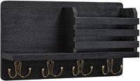 Étagère murale en bois, vente en gros, porte d'entrée, support de rangement, organisateur de trieur de courrier en bois avec 4 crochets à Double clé
