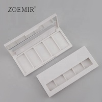 Palet Eyeshadow 5 Warna dengan Jendela, Wadah Kosmetik Kosong Persegi Panjang Putih dari Bahan ABS untuk Krim Makeup, Blush, dan Bronzer, Grosir