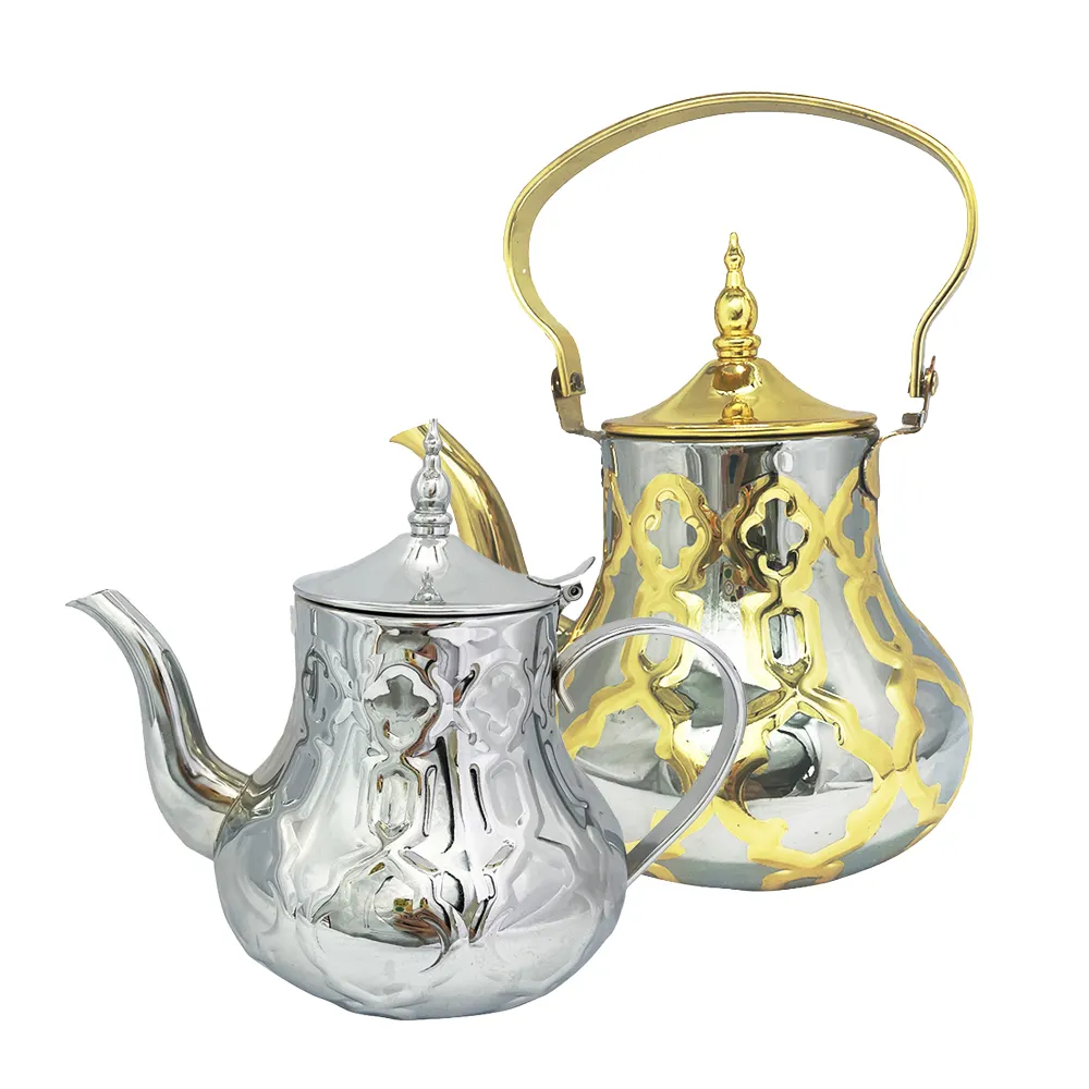 Moroccan Style Colorful Drink Serving Premium Gift Tea Pot Arabic Teapot Stainless Steel Coffee   Tea Sets