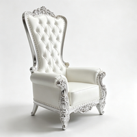 Fauteuil Trône Élégant à Dossier Haut, Chaise Rembourrée de Luxe pour Mariage, Anniversaire, Hôtel, Banquet