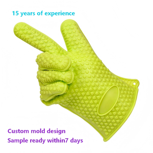 Gants de four en silicone 130g pour barbecue, four, micro-ondes, cuisine – Vente en gros, personnalisables, en forme de cœur, à cinq doigts, en stock - Product Image 4