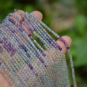 Perles en Fluorite naturelle dégradées, rondes et à facettes, pour la fabrication de bracelets, matériaux de bijouterie DIY - Product Image 1