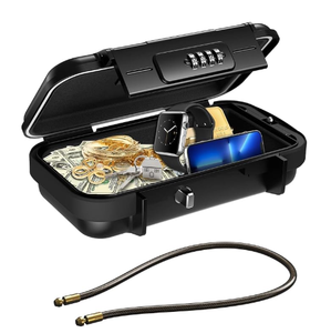 Portable Safe <b>Box</b>, Combination Security Case LockBox with Code, Waterproof Anti-Theft Mini Travel Safe <b>Box</b> with Removable Chain - Product Image 1