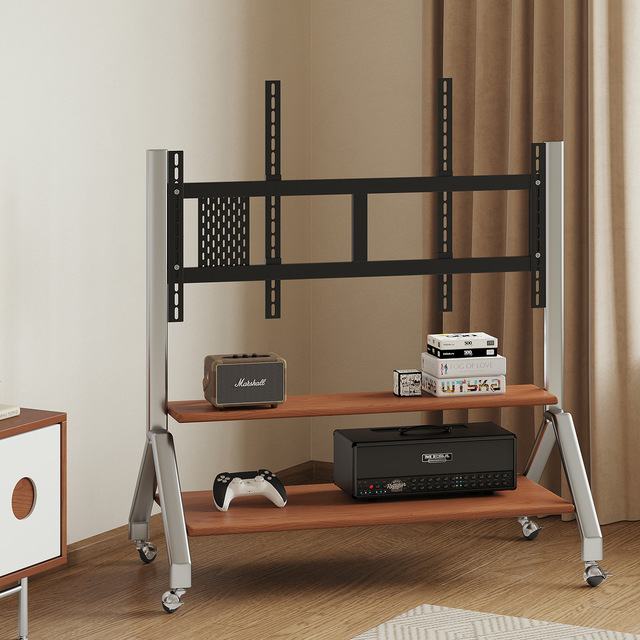 Multi-Purpose Modern Solid Wood Tv Stand Antique Style Movable Living Room Home Storage Stainless Steel Frame Tv Stand