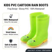 Bottes de pluie mi-mollet pour enfants, motif animaux mignons (grenouille, panda), entièrement étanches, semelle antidérapante, en PVC brillant, pour tout-petits