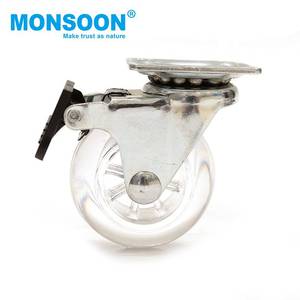 MONSOON 2/3 polegada Móveis rodízio rodas trole substituição bloqueio interno giratória PU roda rodízio móveis para móveis - Product Image 2