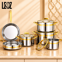 Ensemble de 10 ustensiles de cuisine en acier inoxydable 304 à trois couches, design moderne classique noir, poignées de qualité supérieure, compatible induction, poêles et casseroles