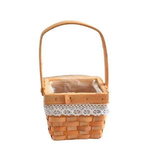 Rattan Storage Basket Bowl Shape With Handle For Flower Arrangement Desktop Use - Product Image 2