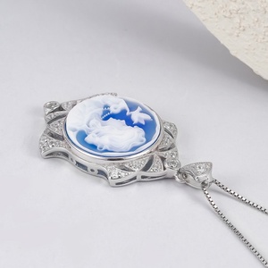 S925 argento Sterling Micro zircone agata blu fanciulla colomba della pace ciondolo di fascino per le donne gioielli di moda all'ingrosso - Product Image 4