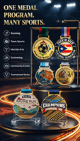 Médaille en métal personnalisée OEM en gros, plaque 3D avec logo en relief, récompense sportive, médaillon personnalisé pour événements, championnats, souvenirs et cadeaux
