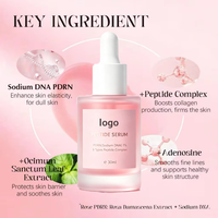 Vente en gros de sérum facial anti-rides coréen personnalisé à étiquette privée, éclaircissant et raffermissant, à base de peptides PDRN et d'ADN de saumon rose