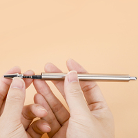 Stylo à bille fin de luxe personnalisable Stylo à bille métallique argenté de marque personnalisée Stylo rétractable en métal à encre noire avec logo