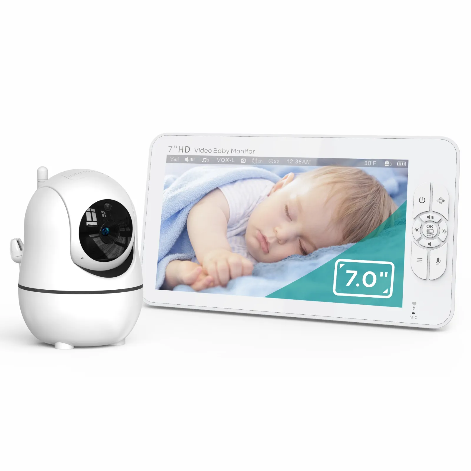 Schermo LCD da 7.0 pollici 2.4GHZ Room Audio digitale Baby Monitor sensore di temperatura bambini Wireless Video baby Camera monitor