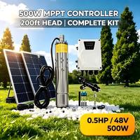 Kit de pompe solaire submersible 48V 500W 0.5HP en acier inoxydable 304 pour puits profond avec contrôleur MPPT pour l'irrigation hors réseau des fermes