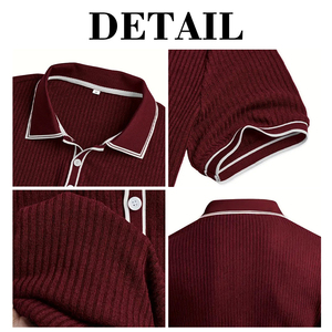 Camiseta Polo de Punto Acanalado Personalizada KingSen para Hombre, Cuello con Ribete en Contraste, Manga Corta, Corte Ajustado, Informal - Product Image 6