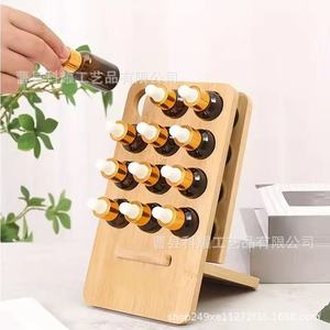 Wooden Essential Oil <b>Bottle</b> <b>Storage</b> <b>Rack</b> 12 Compartment Bamboo Desktop Organizer Standing Type Multi Layer Display Holder - Product Image 5