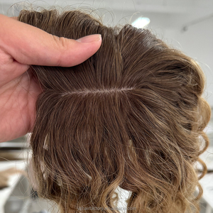 Top Sales New Design Custom Silk Top Thin Skin Injected PU Poly Coating Base Clip System Real Human Hair Topper Pieces for White - Product Image 1