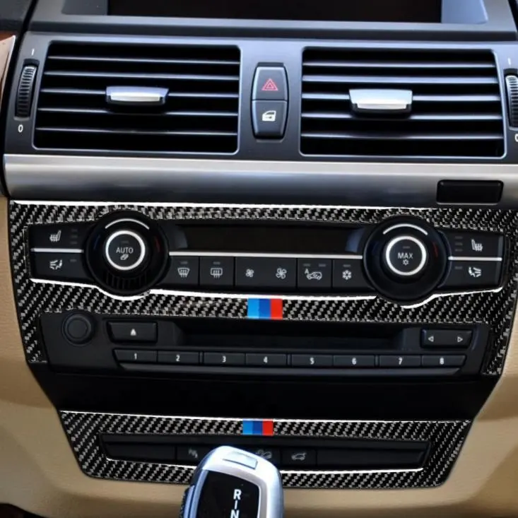 CD воздушная Центральная панель управления, наклейка из углеродного волокна для BMW X5 E70/X6 E71, декоративная отделка автомобиля, аксессуары