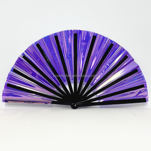 Stock láser grandes ventiladores plegables PVC <span class=keywords><strong>Taichi</strong></span> Kung-Fu ventiladores de mano para Festival Club Dance Party - Product Image 5