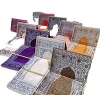 Alfombra de Oración Musulmana con Cojín de Soporte para la Espalda, Sajadah Ergonómica Tejida a Máquina, Antideslizante, Plegable, Cómoda, para el Ramadán