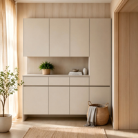 Armoire de rangement en bois massif de haute qualité, style mid-century, avec porte coulissante et tiroir, pour couloir, petit espace, maison