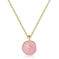Haomi New Trendy Edelstahl Kreuz Anhänger Halskette vergoldet für Damen und Kinder Verschiedene Emaille Öl ketten