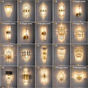 2023 Wall Lamp Factory Nordic Design Golden Fitting New Sconce Hotel Bedside Stainless Steel Luxury Lighting Crystal Wall Lamp