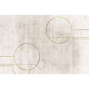 Alfombra Moderna Geométrica Rectangular con Anillos Dorados, Tejido Impermeable para Sala de Estar, Sofá, Mesa de Centro, Lavable al Vacío - Product Image 2