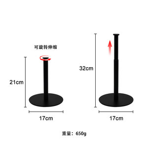 New Design Adjustable Eco-Friendly Multiple Use <b>Rack</b> Black Metal Retractable Toilet Paper Holder for Countertop - Product Image 3
