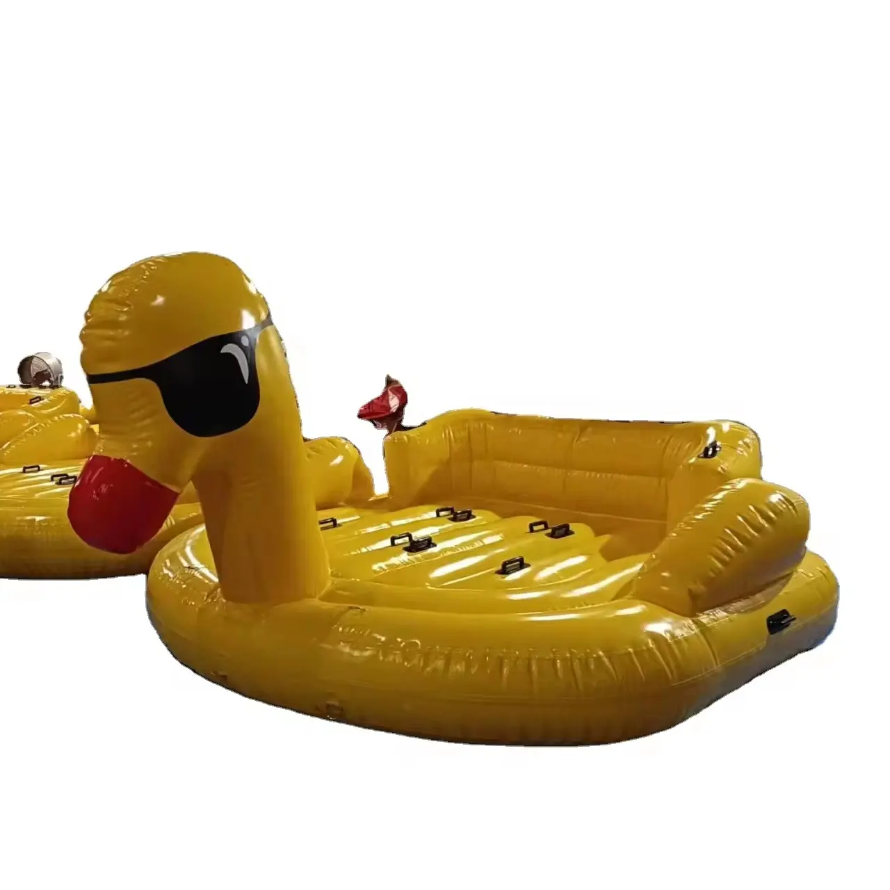 Kayak bebek air tiup, perahu selancar bebek kuning, Derek air, berderap di laut, alat peraga hiburan air bebek