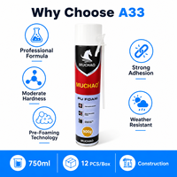 Mousse de polyuréthane MUCHAO A33 750ml, adhésif de construction monocomposant pour l'étanchéité et la fixation des portes et des fenêtres