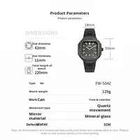 Montre à quartz pour homme Mark Fairwhale, cadran carré, étanche 30 m, bracelet en acier inoxydable, boucle papillon, montre-bracelet de cérémonie, cadeau FW-5042