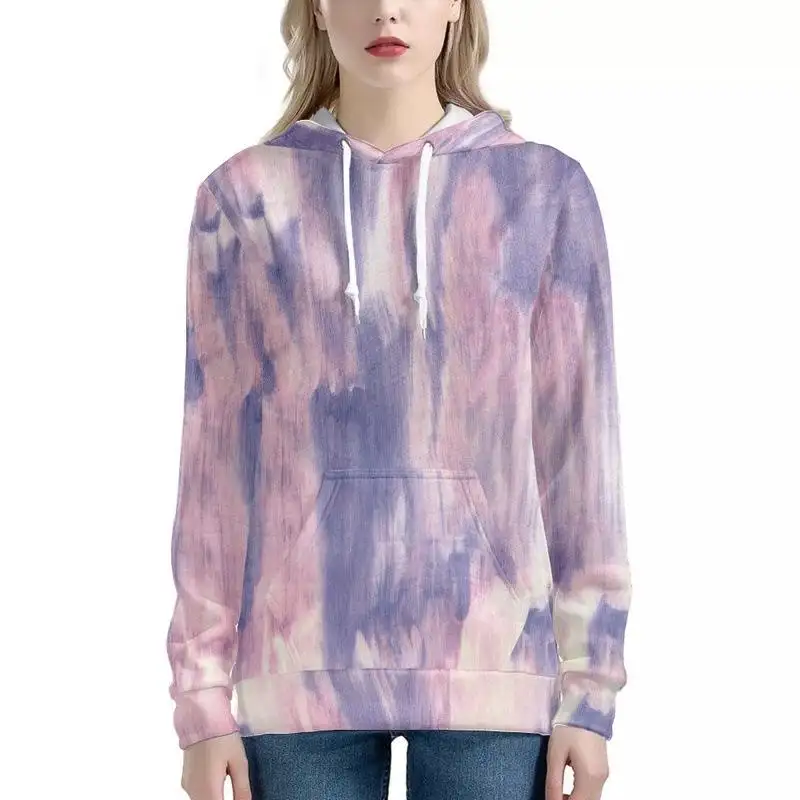 OEM Vente en gros Sweat à capuche Tie Dye pour femmes Logo personnalisé Grande taille Sweatshirts à capuche unis pour femmes