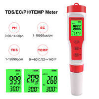 Testeur d'eau numérique rétroéclairé 4 en 1, kit de test de la qualité de l'eau EC/TDS/PH/TEMP pour piscines et eau potable