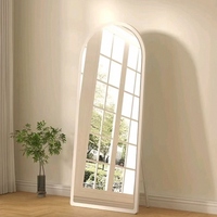 Grand miroir décoratif pour la maison avec cadre en métal arqué, miroir sur pied haute définition avec support métallique