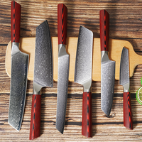 Ensemble de couteaux de chef en acier damas de qualité supérieure OEM, 5 pièces, manche G10, ensemble de couteaux de cuisine ultra-affûtés pour la cuisine à domicile