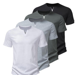 Camiseta Ligera de Manga Corta para Hombre, 100% Algodón, Casual, Transpirable, Ecológica, de Secado Rápido, con Patrón Liso, Tejida - Product Image 1