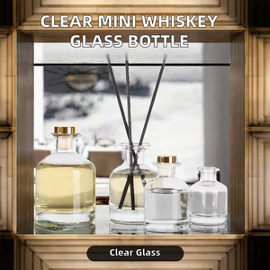 Bouteilles en verre rondes transparentes de 150 ml pour diffuseur d'arômes de luxe, vides, avec bouchon à vis gravé à l'acide et emballage scellé - Product Image 2
